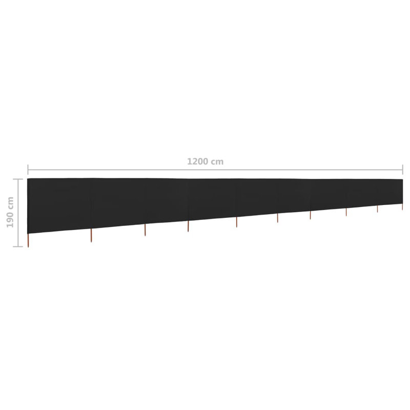 Tissu de protection de la vie privée 9 panneaux vidaXL, Noir, 5, H 24,8 po x l 93 po x P 1,2 po