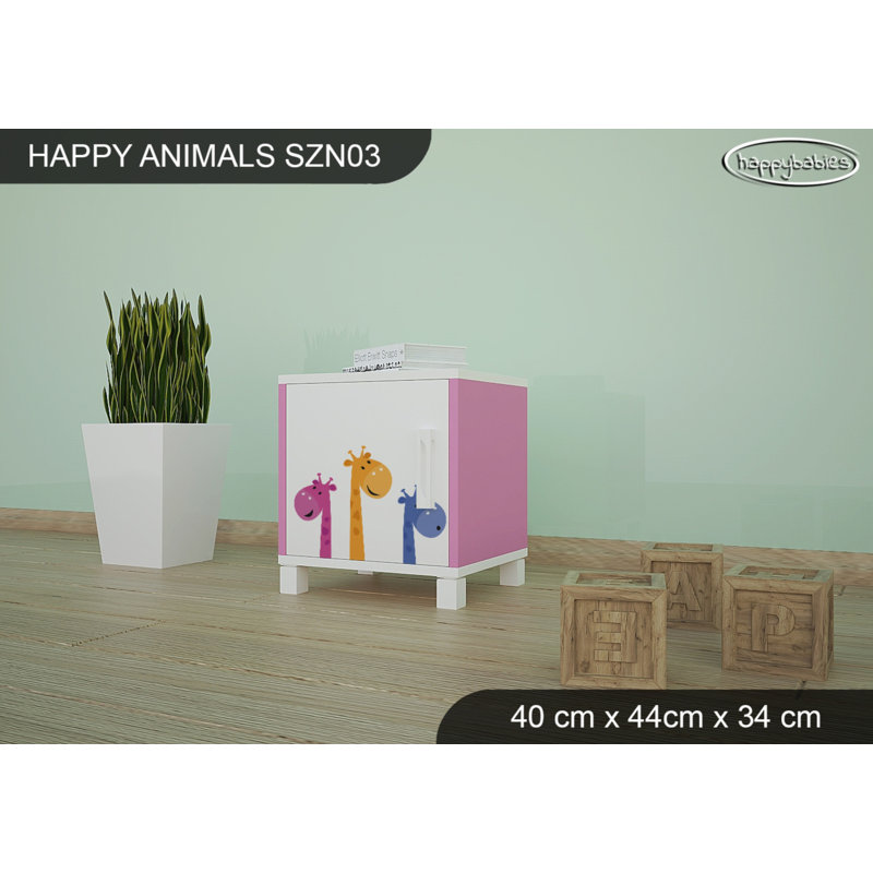 Nightstand, White/Pink