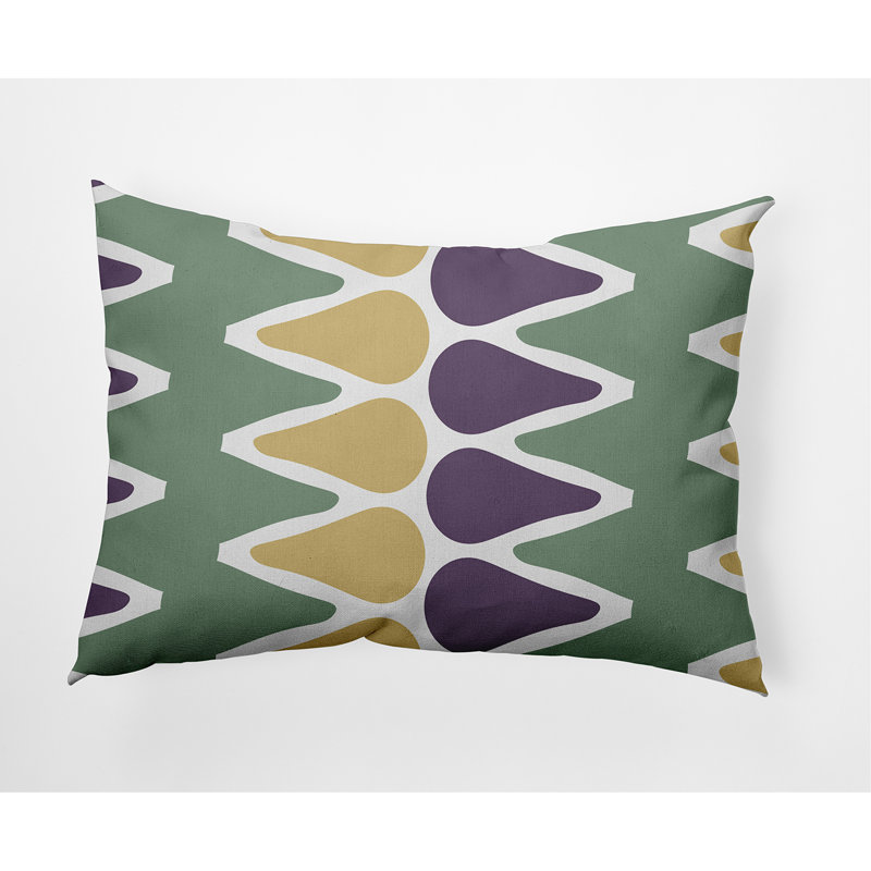 Geometric Outdoor Reversible Throw Pillow, Green