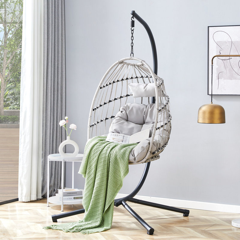 Chaise suspendue en fer avec tissage en osier Grheavy-Duty
