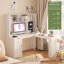 Bureau en L avec ports USB, prises et rangement, bureau d'ordinateur de coin moderne pour le bureau à domicile