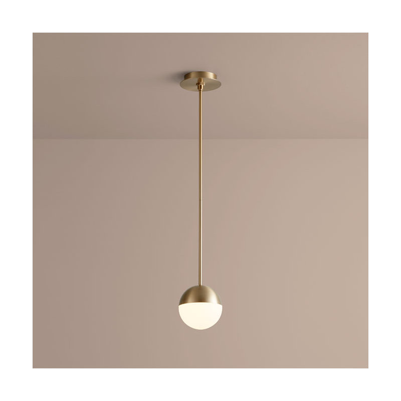 Luminaire suspendu sphère 1 lumière DEL 1 lumière, H 22 po x l 6 po x P 6 po, Laiton vieilli