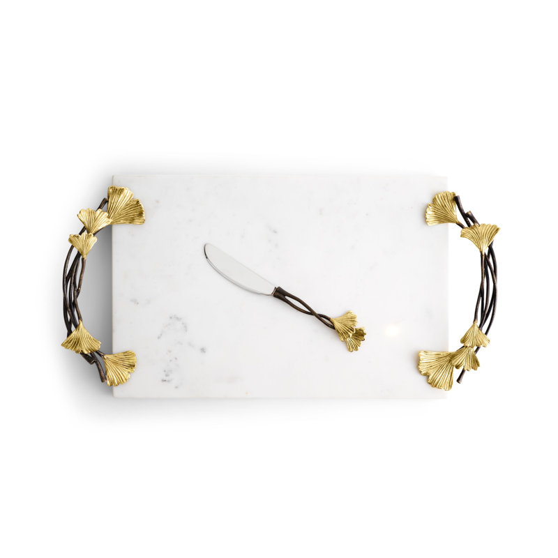 Golden Ginkgo Large Cheese Board with Knife