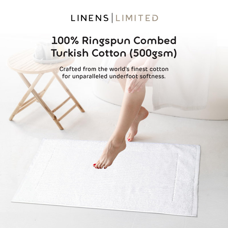 Linens Limited Non Slip Bath Mat, Bathroom Accessory for Spa Experience, Soft and Luxurious, Turkish Cotton, Super Absorbent Long Rug, Machine Washable