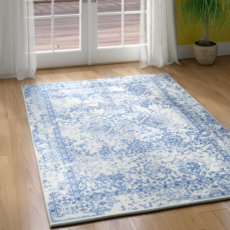 Tapis oriental bleu clair Dorothea, Rectangle 9 pi 10 po x 14 pi