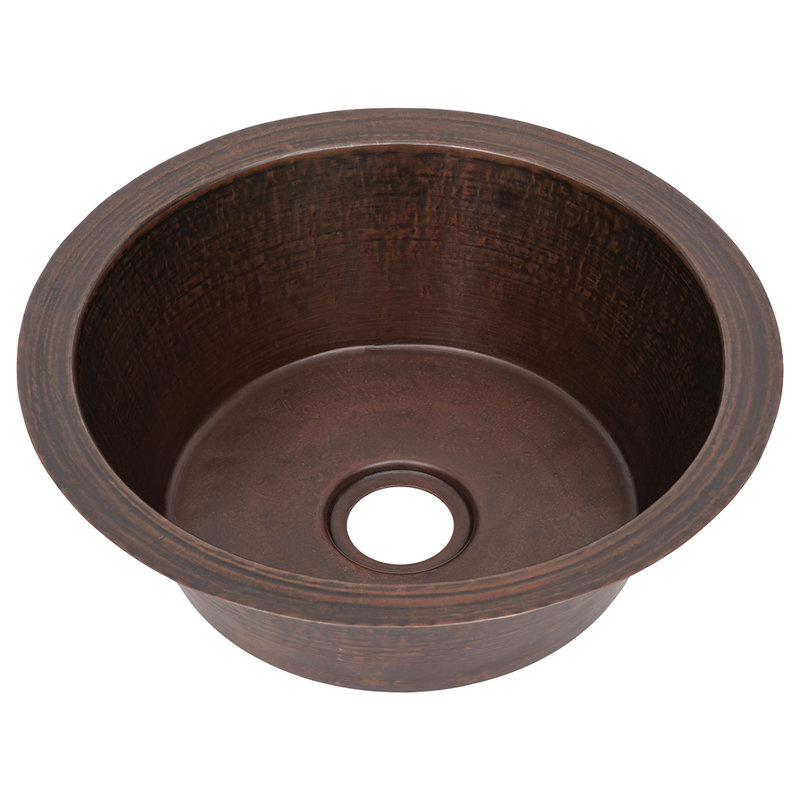 Évier de bar rond martelé 14 "avec ouverture de drain 2"