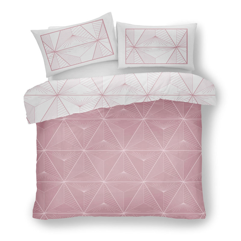 Mifflinville Cotton Blend, Polyester Geometric Shapes Duvet Cover Set with Pillowcases, Pink, King - 2 Standard Pillowcases