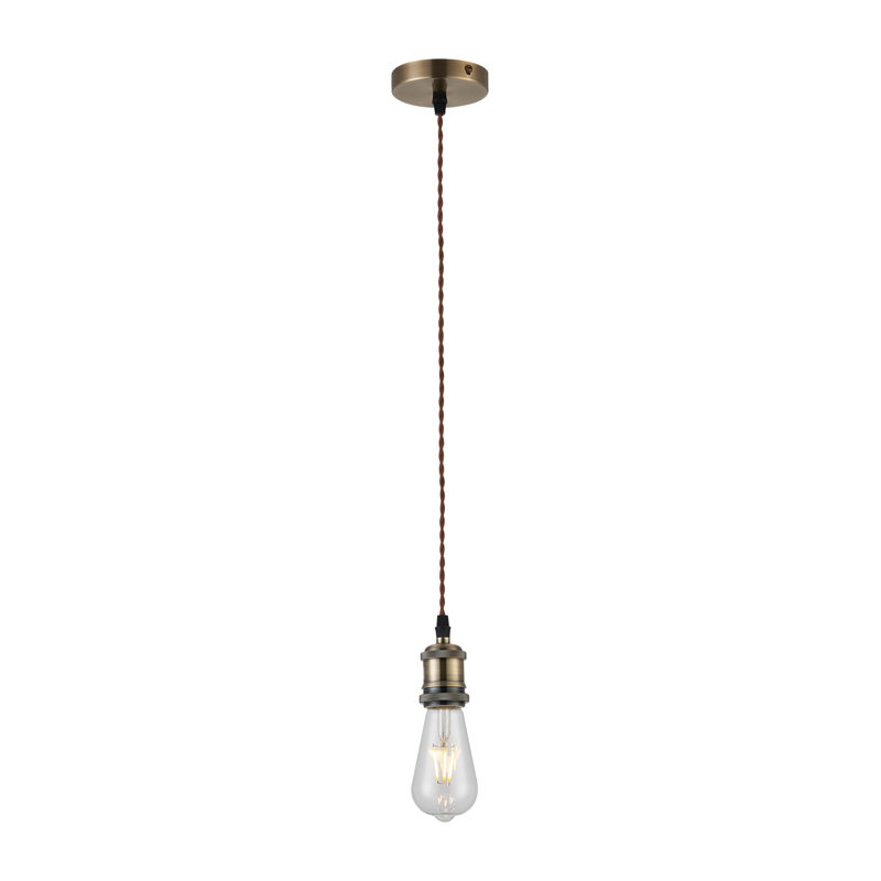 Poughkeepsie Braided Wire Suspension Bulb Holder and Ceiling Rose, Antique Brass