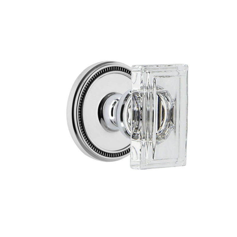 Rosette Grandeur Soleil avec poignée en cristal Carré, Chrome brillant