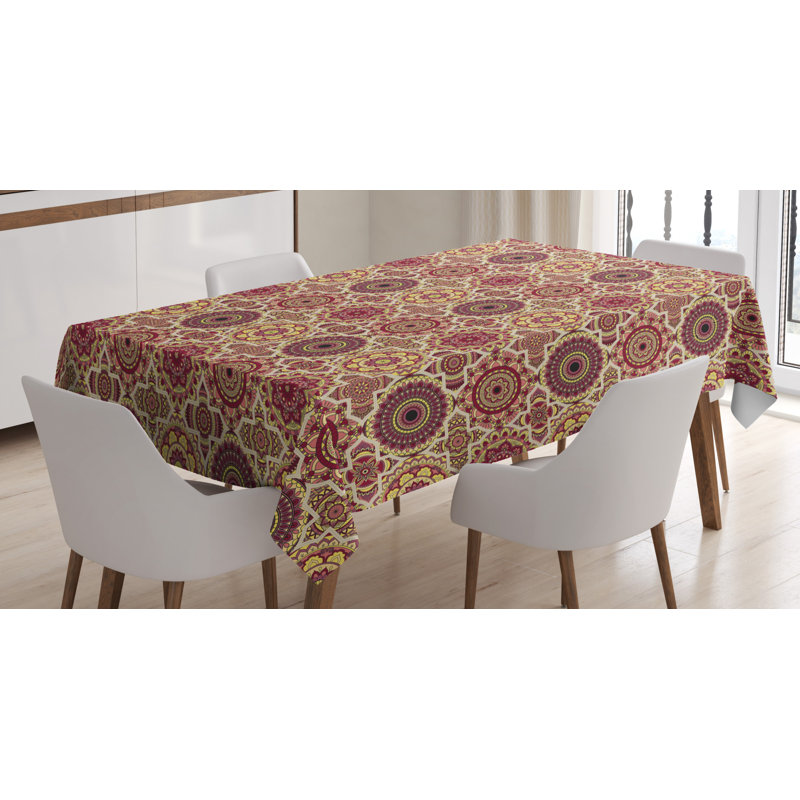 Moroccan Dining Room Kitchen Tablecloth, 84" L x 60" W