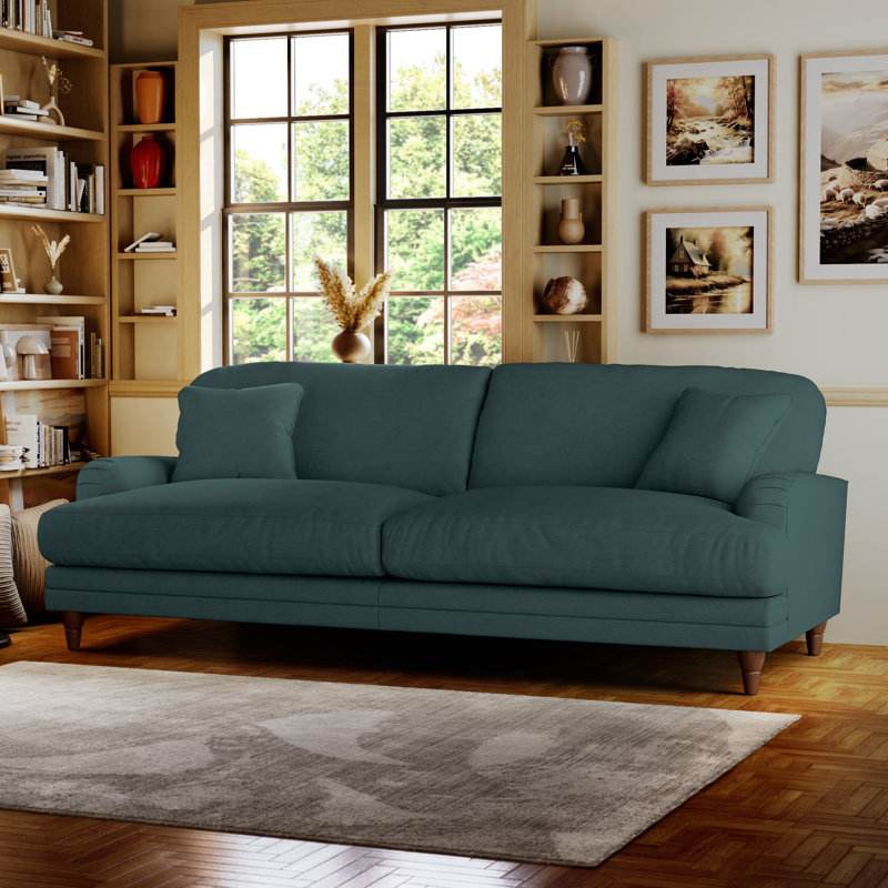 Adaku 4 Seater Sofa  , Teal, Burnished Beech
