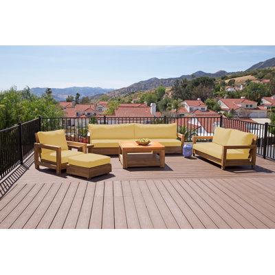 Crelake Teak 7 - Person Patio Conversation Set with Cushions