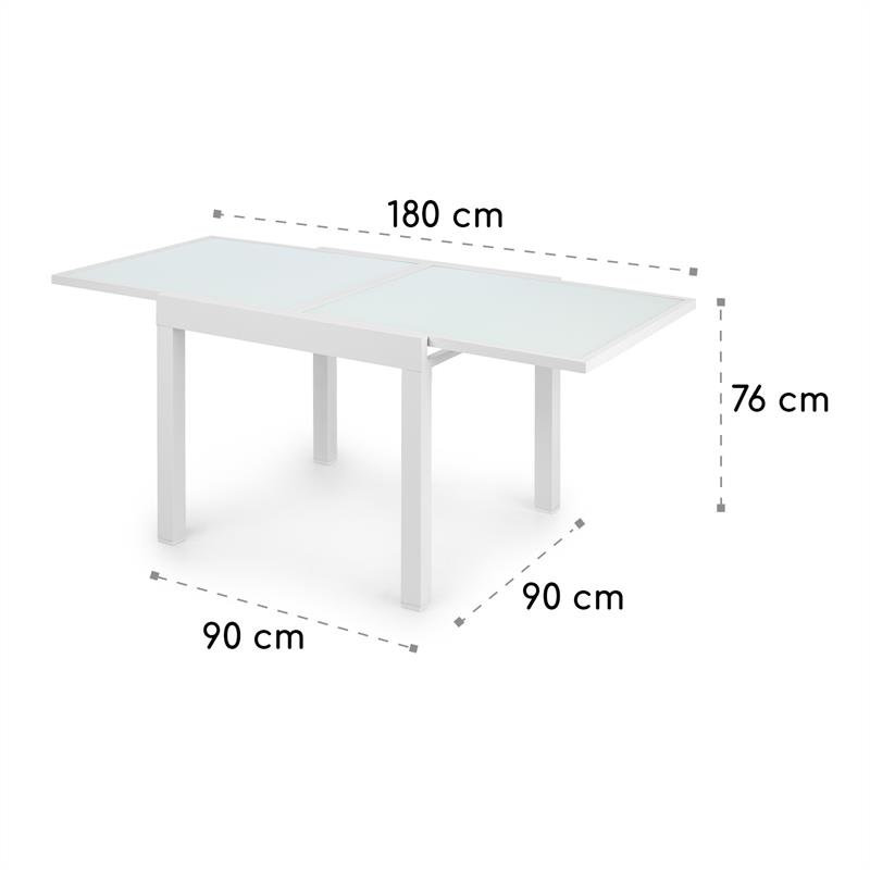 Square Metal Extendable Outdoor Dining Table , 90cm cm W 90cm cm D, White