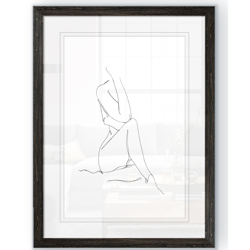 «Nude Contour S Croquis I» par Paul Cezanne - Reproduction d'art sur toile encadrée, H 24 po x l 18 po x P 1,25 po, Blanc