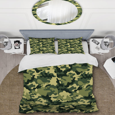 Khakki Military Camouflage Modern & Contemporary Polyester Camouflage Duvet Cover