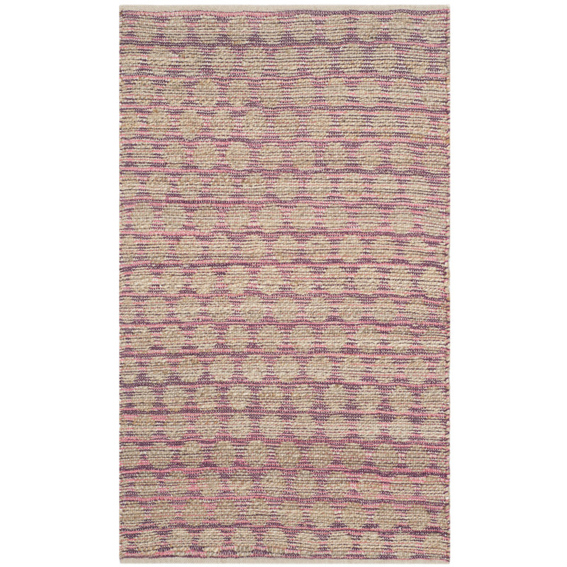 Tapis en jute / coton tissé à la main marron / naturel, Rectangle 3 pi x 5 pi