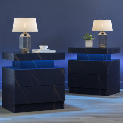 Table de chevet à DEL avec tiroirs