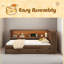 Lit de jour en bois pleine grandeur avec tablettes de rangement, USB, DEL et lit gigogne-1247029260
