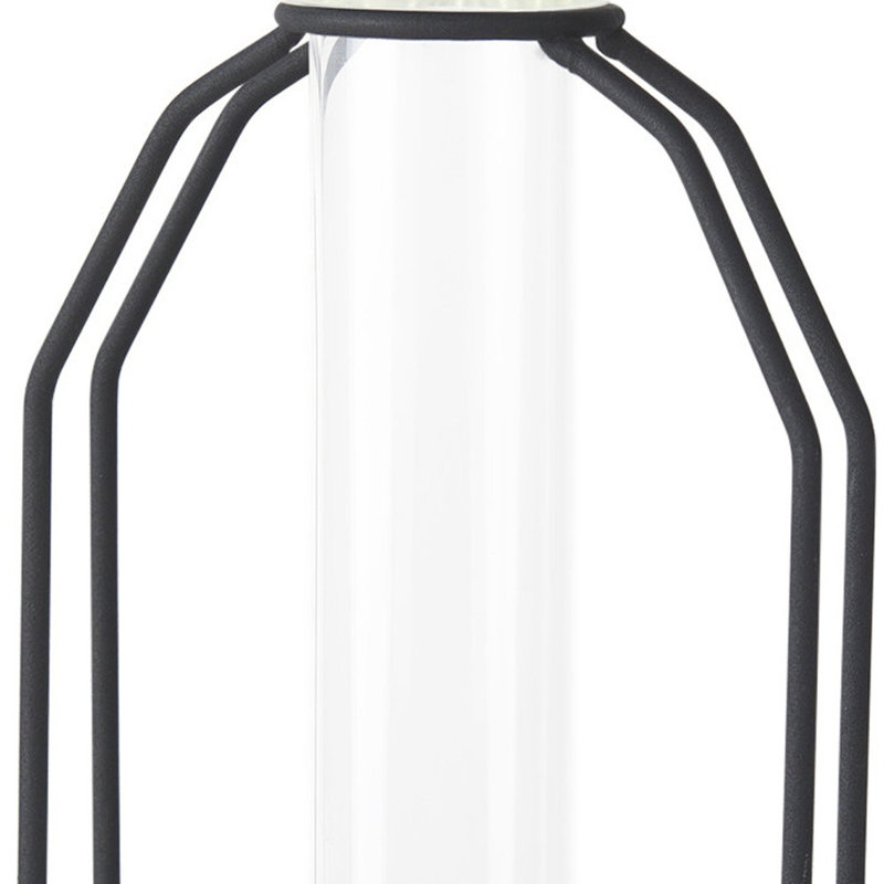 Vase de table 11 "en verre et métal noir et transparent