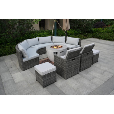 Syrus 10 - Person Patio Conversation Set with Cushions