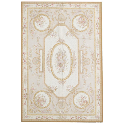 Tapis ivoire et beige noué à la main de haute qualité