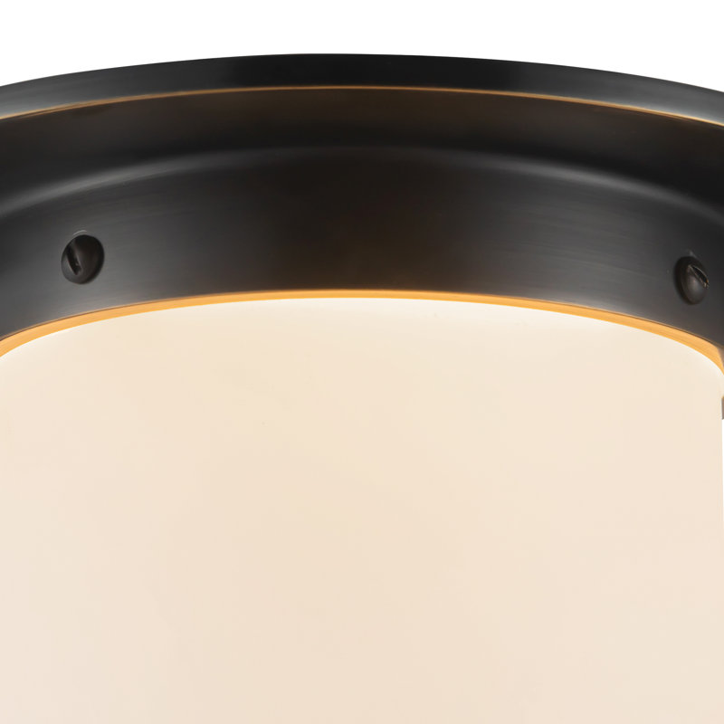 Mineral 8-in Brass Flush Mount, Oil Rubbed Bronze, Opal Glass