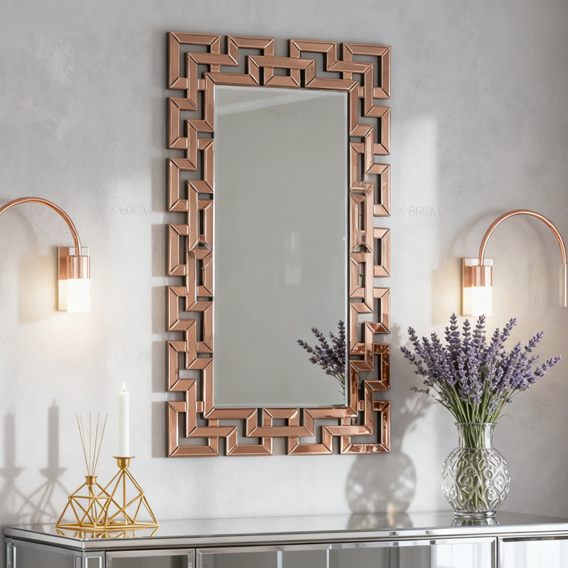 Glass Rectangular Gold Frame Wall Mirror