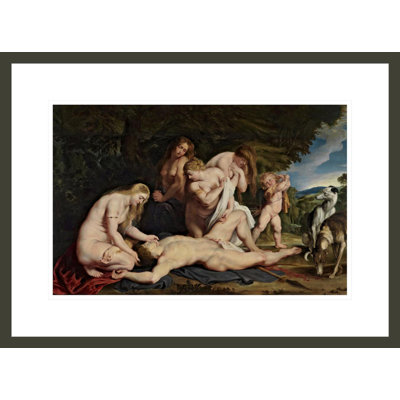 La mort d'Adonis (avec Vénus Cupidon et les trois grâces) par Peter Paul Rubens, impression giclée encadrée
