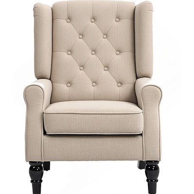 Chaise longue capitonnée à boutons, beige
