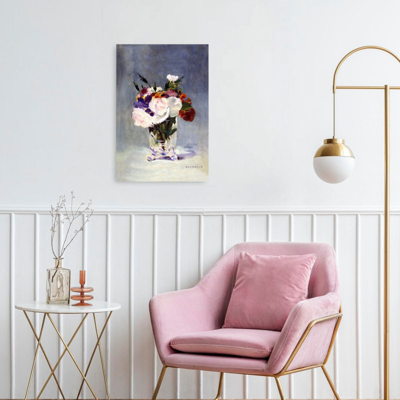 «Flowers In A Crystal Vase Classic Traditional Abstract Rose Flower Landscape», reproduction d'art mural, H 24 po x l 16 po