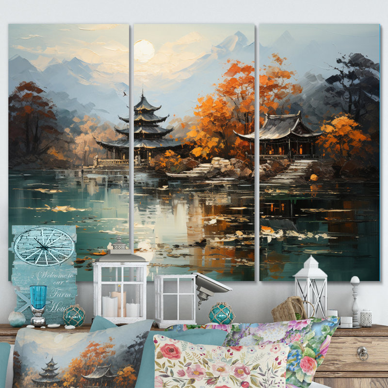«Asian Imperial Landscape», ensemble d'art sur toile - Art asiatique III, H 40 po x l 60 po x P 1 po