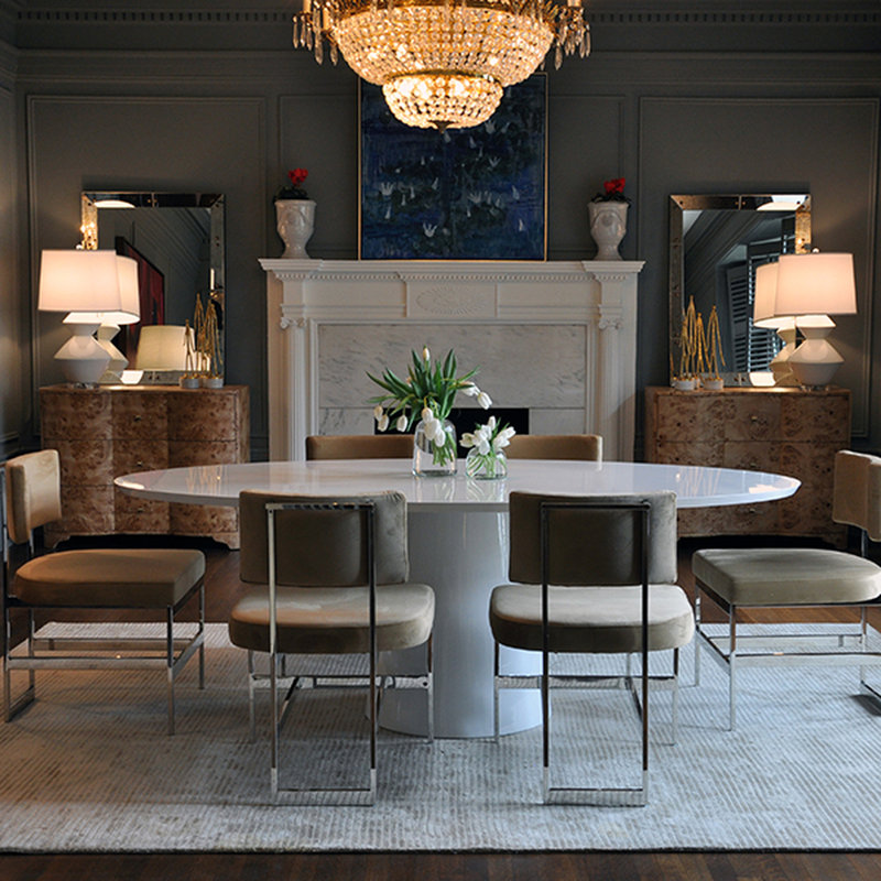 Jefferson Oval Dining Table, White Lacquer
