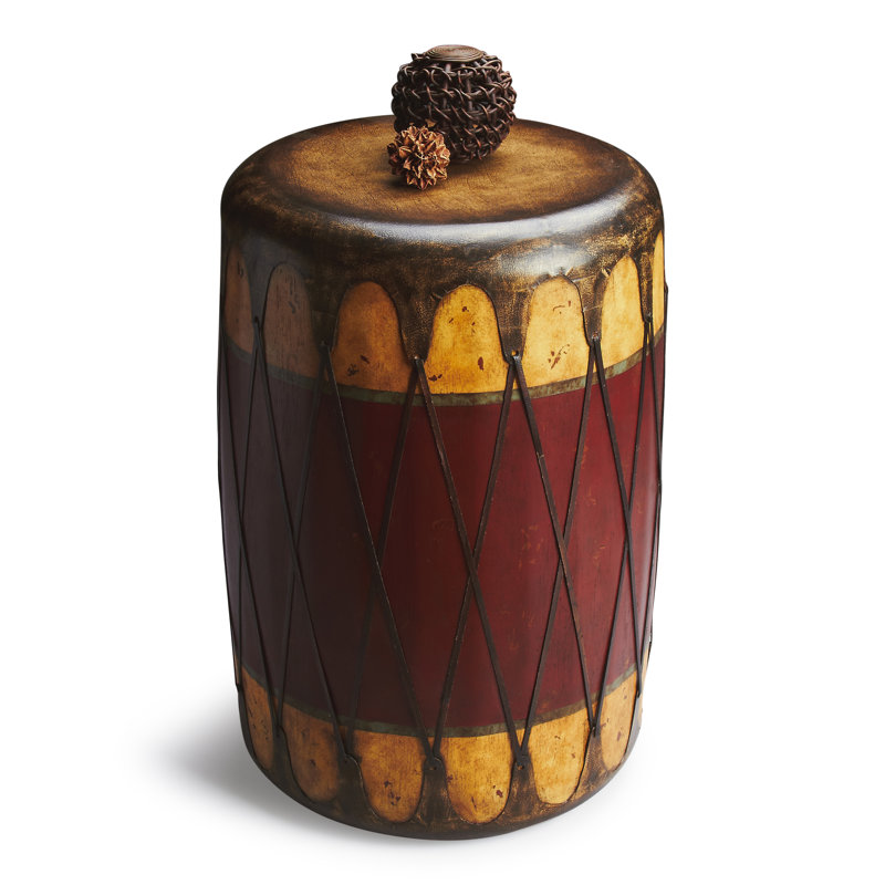 Navajo Leather 18"W Drum Side Table