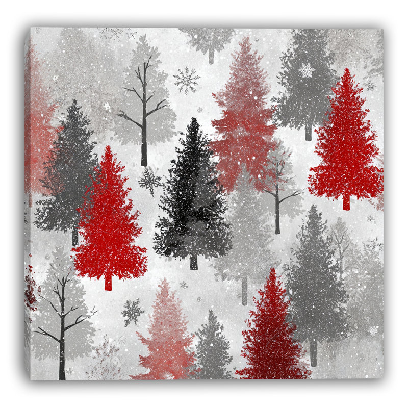 Snowfall Pine Pattern Wrapped Canvas Wall Art, 12" H x 12" W