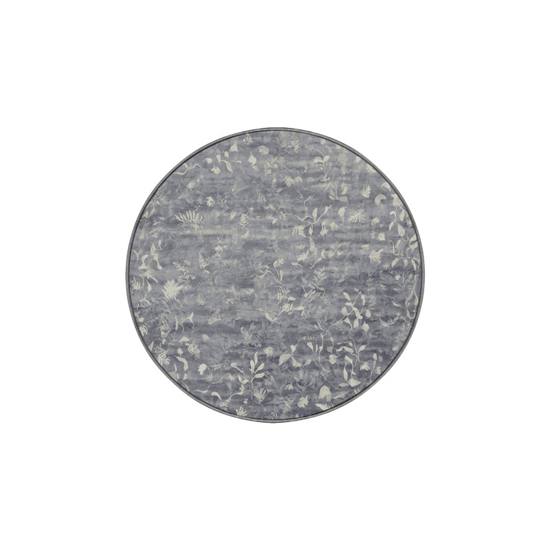 Machine Washable Gray Area Rug, Round 5'