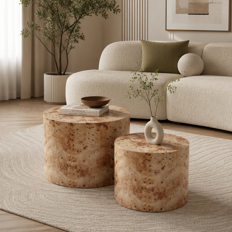 Ensemble de 2 tables basses gigognes, Natural Burl