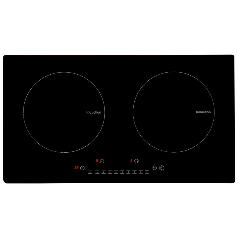 Surface de cuisson à induction, 24 po, 2 brûleurs, surface de cuisson magnétique intégrée de 1800 W, écran tactile DEL, 9 niveaux de chauffage, 120 V
