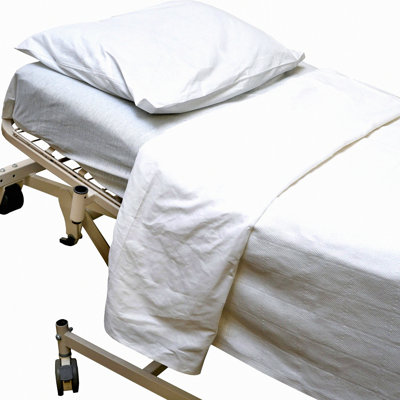 Hospital Comfort Bundle - White Premium Bedding Set with Top Sheet, Bottom Sheet, Pillow Case, and Blanket in a Bag