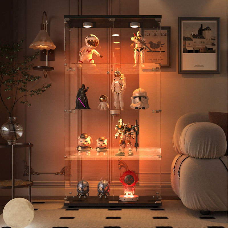 Tempered Glass Display Cabinet,Wine Cabinet,Storage Cabinet,File Cabinet,With A Variety Of Colors Of Pat Lights,Door Locks,Adjustable Floor Feet Suitable For Uneven Ground,Can Be Placed Anywhere
