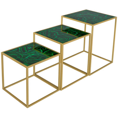 LLB - NEST OF TABLES SET OF 3 - MALACHITE