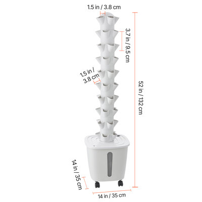 Tour hydroponique, ensemble de 50 systèmes de culture hydroponique à 10 niveaux avec contrôle de l'application et roulettes, jardin vertical avec réservoir d'eau de 20 L et pompe, pot à fleurs pour plantes d'intérieur, fruits et légumes
