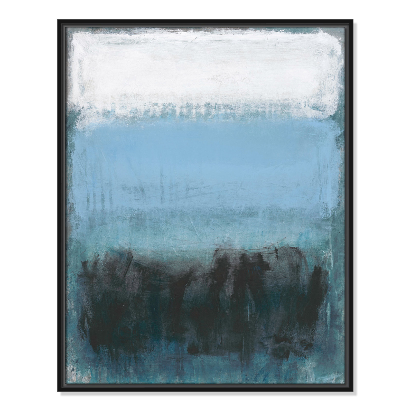 Arboles "Coastal Nightfall" Painting by Filippo Ioco, Black Framed Canvas, No Mat, 29.5" H x 23.5" W x 2" D