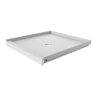 FlexStone® 36"W x 36"D Alcove Shower Base with Center Drain in Sea Salt