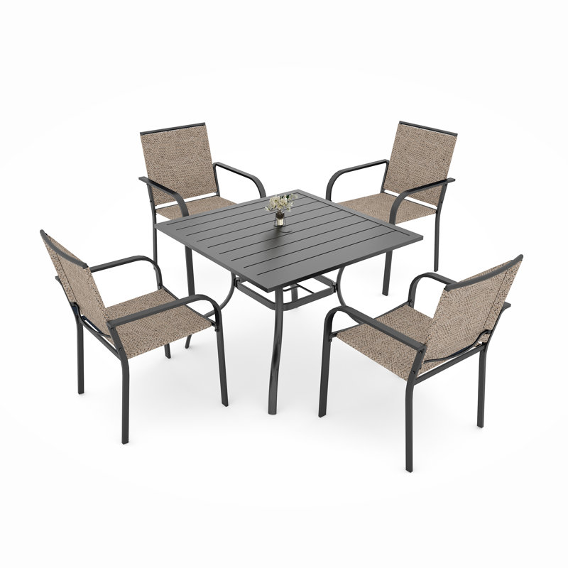 Ensemble repas carré d'extérieur, Beige