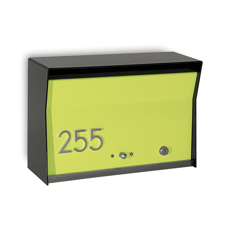 Boîte aux lettres murale verrouillable RetroBox, Noir / citron vert, Oui