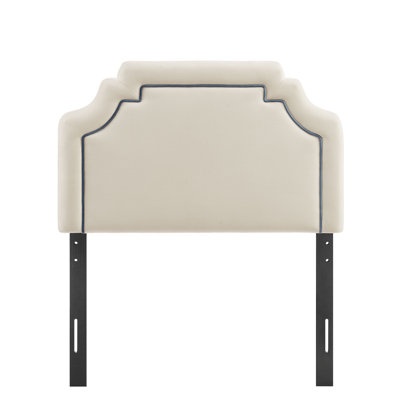 Magnolia Stain-Resistant Performance Velvet Twin Size Headboard In Alabaster Cadet Blue