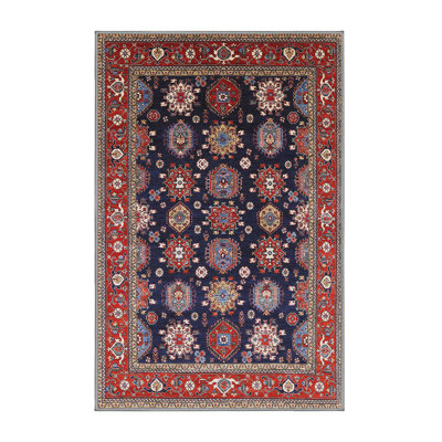 Tapis oriental rouge / bleu marine Rinelle