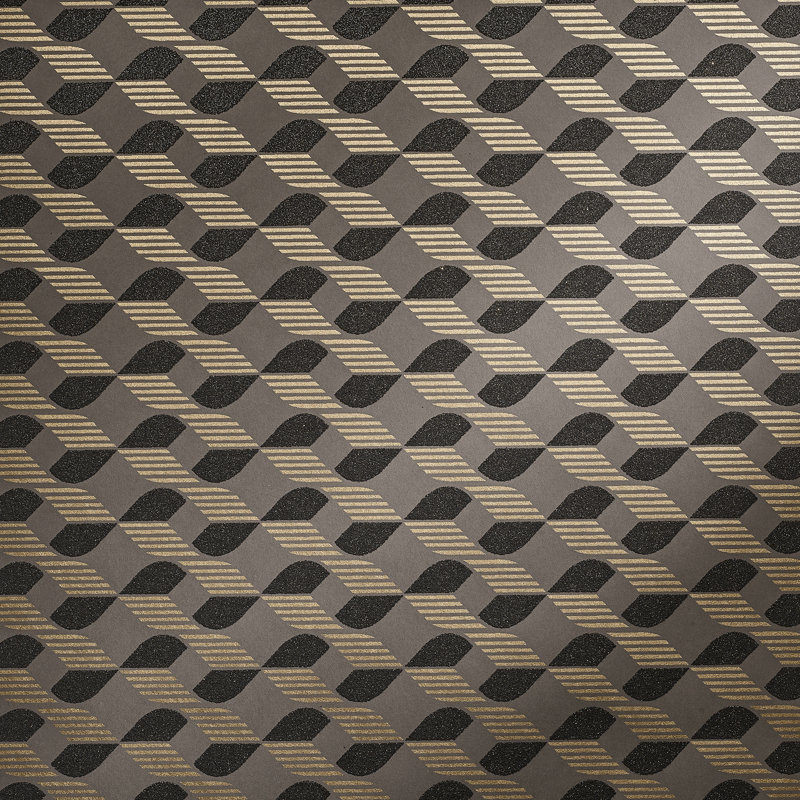 Universe Venus Glass Stone Geometric Wave Wallpaper Roll, Brown
