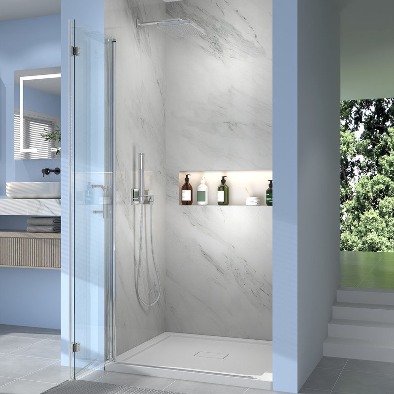 34'' W x 72'' H Bi-Fold Frameless Shower Door with Clear Glass