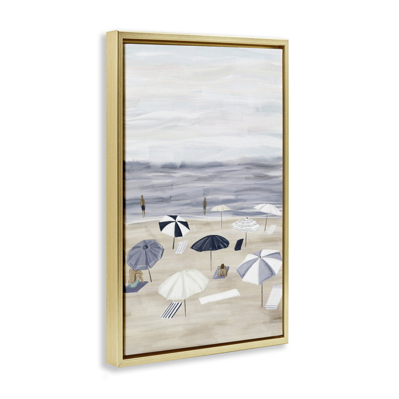 Toile flottante Summer Beach Umbrellas par JJ Design House LLC, Cadre doré, H 31 po x l 21 po